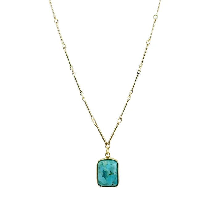 Faceted Turquoise Rectangle Necklace