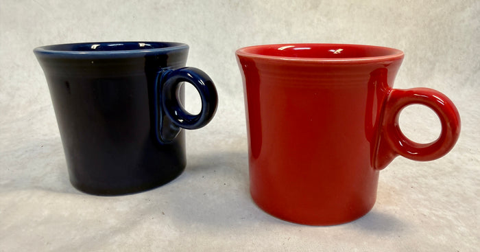 Fiesta Ring-handled Coffee Mugs, Scarlet Red & Twilight Blue - Lot of 2