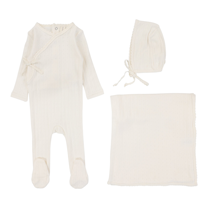 Fine Pointelle Layette Set - Cream