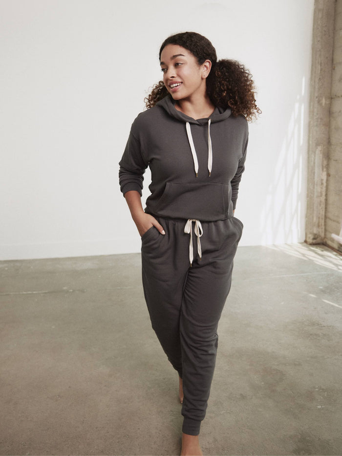 Fleece Cropped Hoodie by Hass color Slate