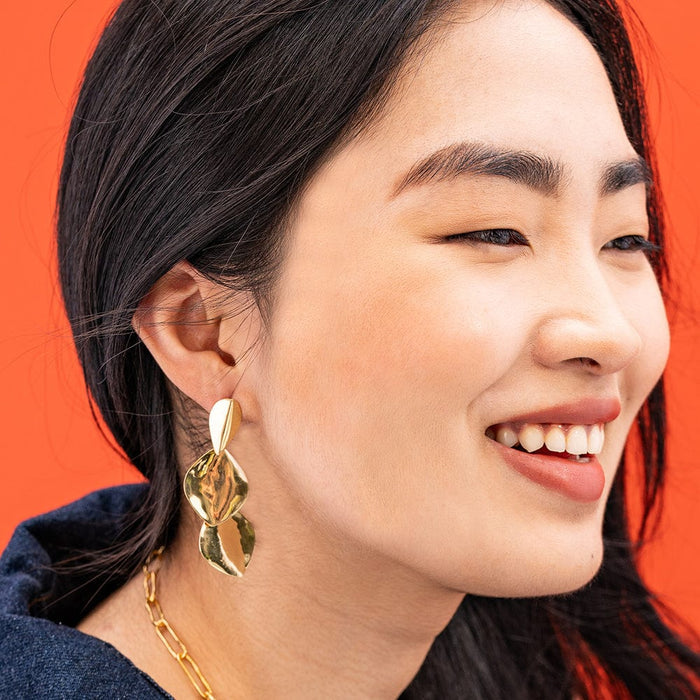 Flora Triple Leaf Earrings - The Riviera Towel Company