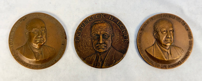 Frederick H. Ecker Metropolitan Life Insurance Co. Medallions, 1933 & 1956 - Lot of 3