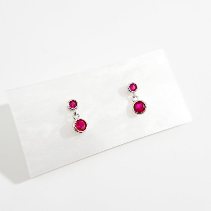 Fuchsia Dangle Sterling Earrings in Silver - Flaire & Co.