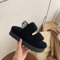 Furry Teddy Wool Sponge Cake Platform Slippers