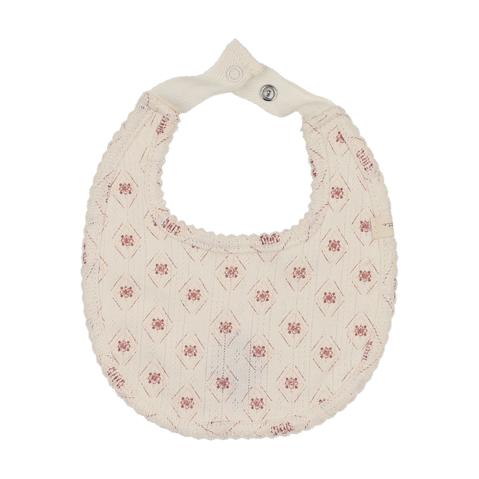Geo Floral Print Bib-Cream/Pink