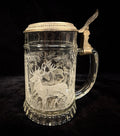German Engraved Glass Beer Tankard