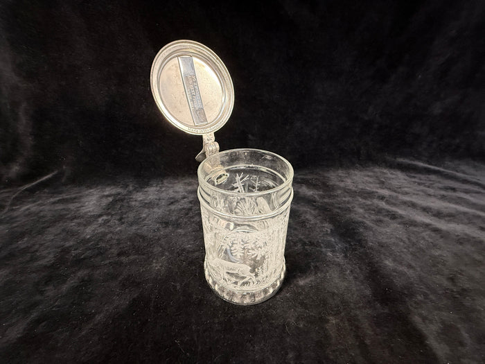 German Engraved Glass Beer Tankard