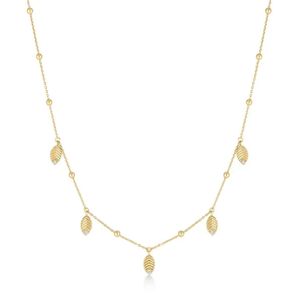 Gold Leaf Station Necklace