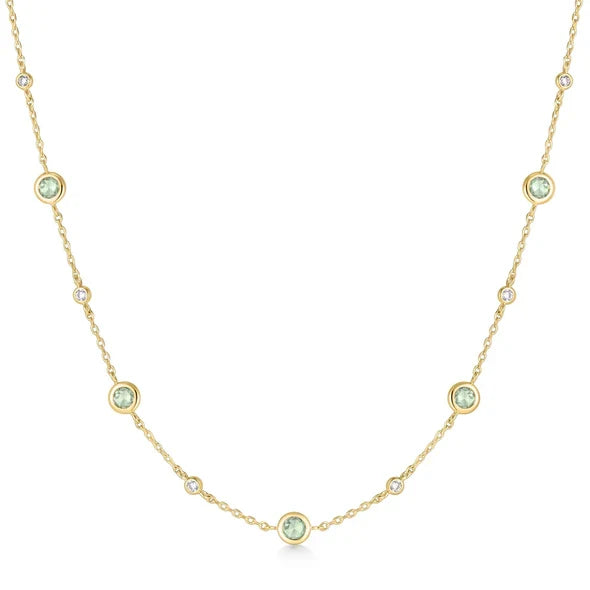 Gold Mint Green Station Necklace