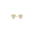 Gold Pavé Heart Stud Earrings