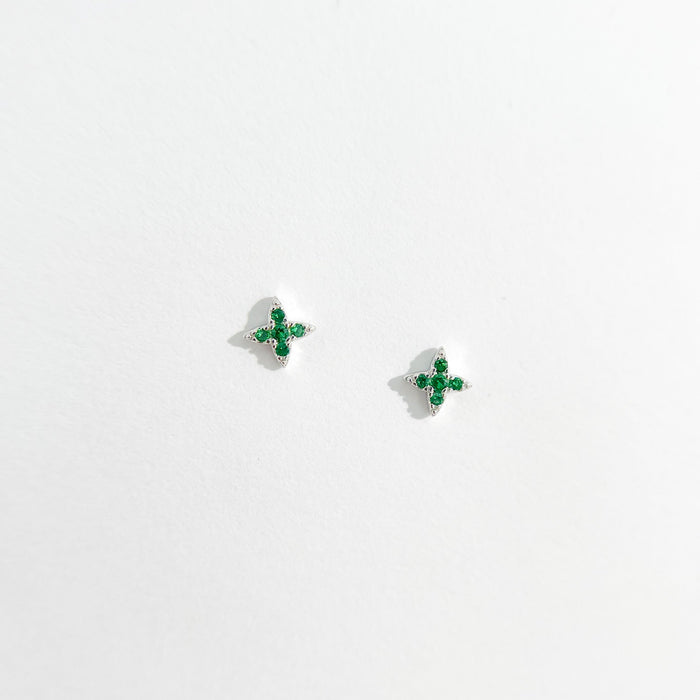 Green Gem Estrella Studs in Silver - Flaire & Co.