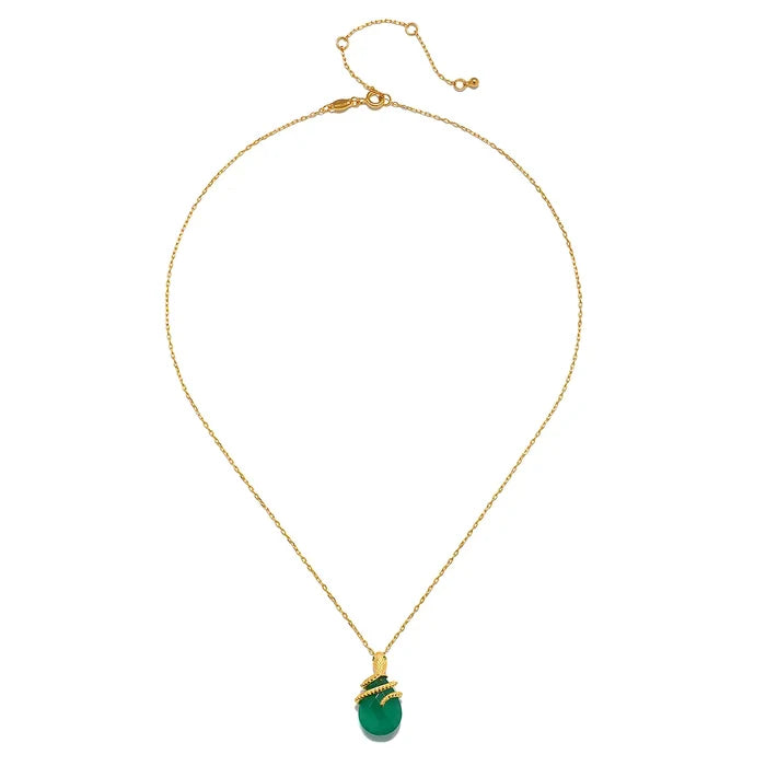 Green Onyx Snake Pendant Necklace