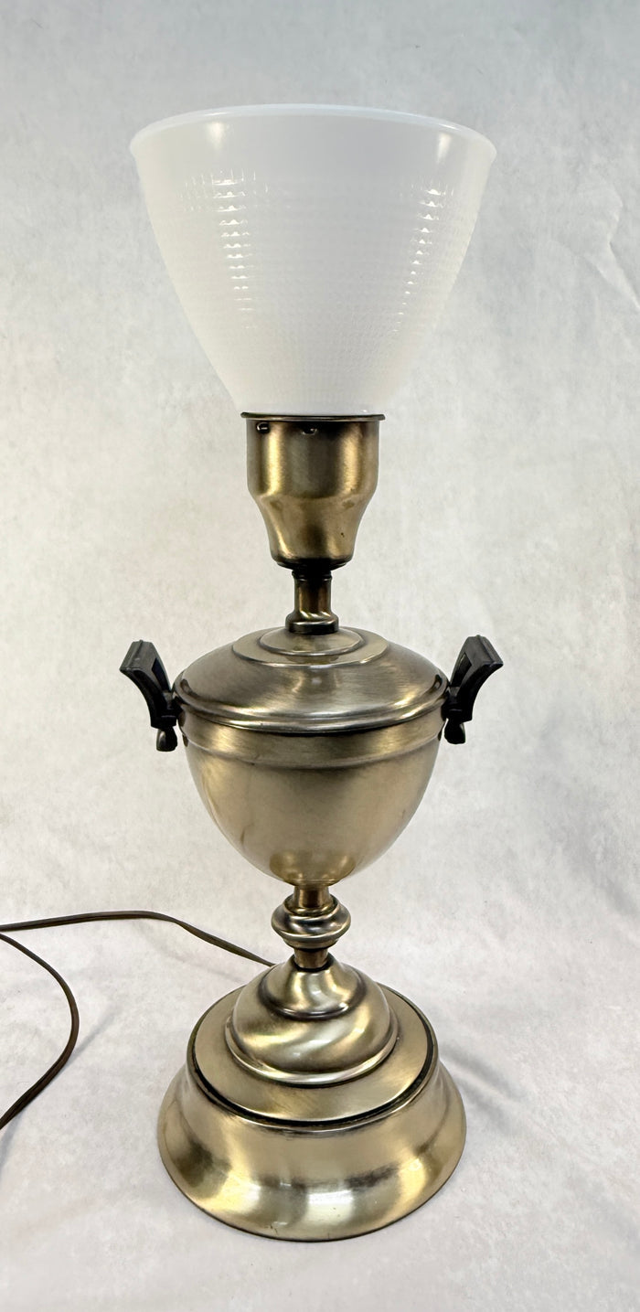 Green Stamps 1950s Table Lamp with Milk Glass Shade - Works!