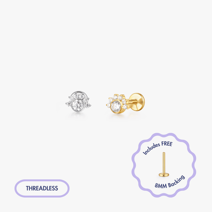 Halo Cluster Titanium Flat Back Stud (Single) - Flaire & Co.