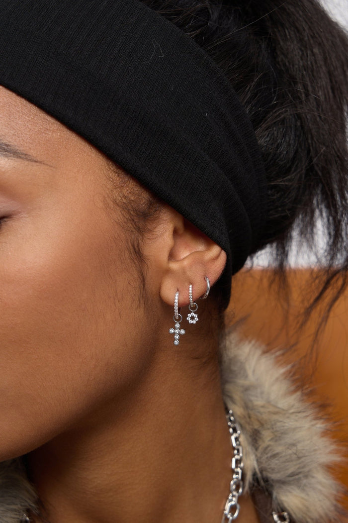 Pave Cross Hoop Charm (Single) - Flaire & Co.