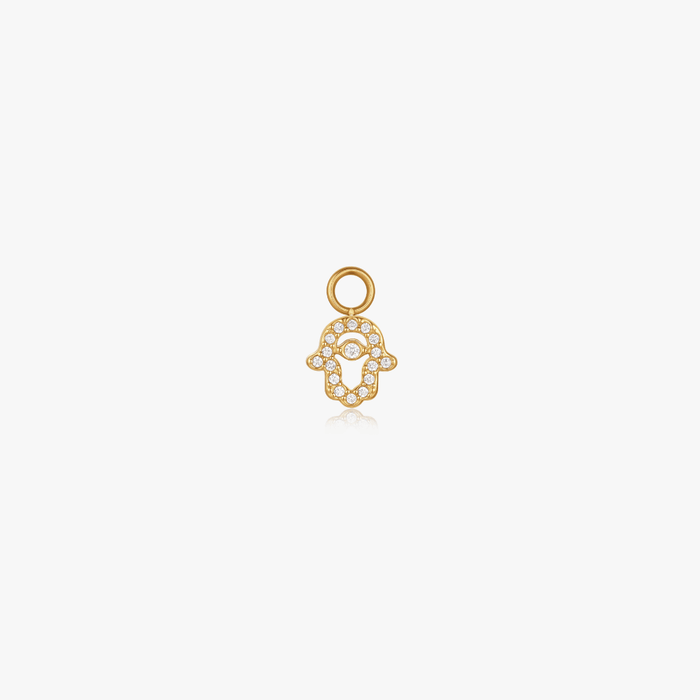 Hamsa Protection Pave Hoop Charm (Single) - Flaire & Co.