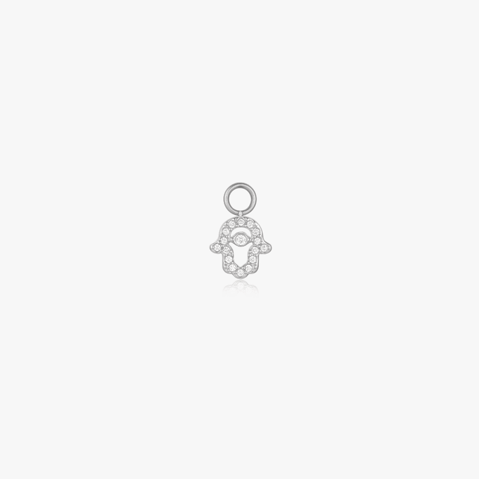 Hamsa Protection Pave Hoop Charm (Single) - Flaire & Co.