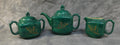 Holland Mold Green with Gold Wheat Teapot Set - 3 Pieces