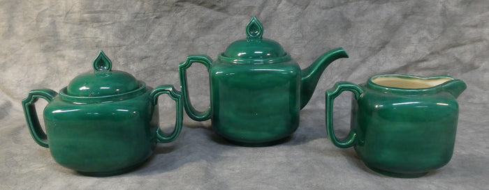 Holland Mold Green with Gold Wheat Teapot Set - 3 Pieces