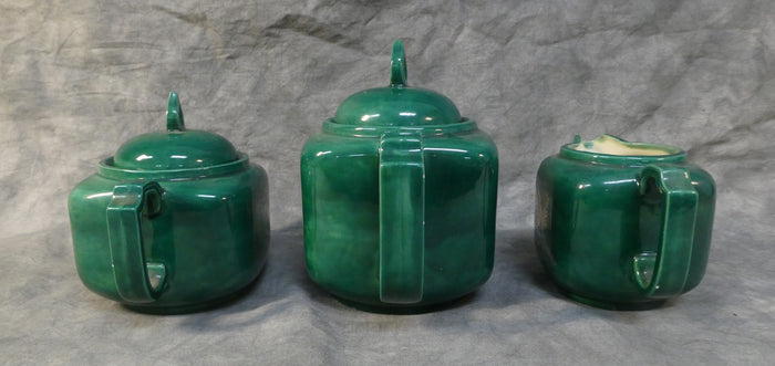 Holland Mold Green with Gold Wheat Teapot Set - 3 Pieces