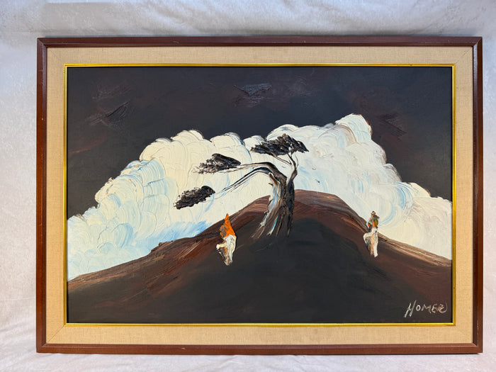 Homer Costello 1960s Abstract Hillside Landscape Original Art, Framed, 41" x 29"