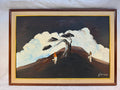 Homer Costello 1960s Abstract Hillside Landscape Original Art, Framed, 41" x 29"