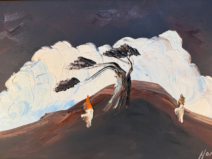 Homer Costello 1960s Abstract Hillside Landscape Original Art, Framed, 41" x 29"