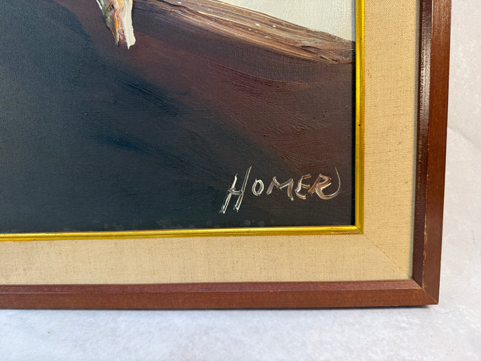 Homer Costello 1960s Abstract Hillside Landscape Original Art, Framed, 41" x 29"