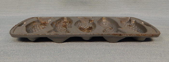 John Wright Cast Iron Fish Mold Cornbread Pan