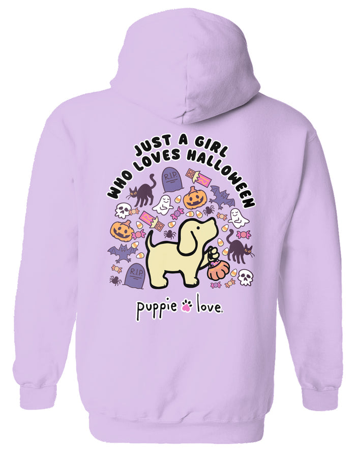 JUST A GIRL (HALLOWEEN) PUP, ADULT HOODIE PUPPIE LOVE