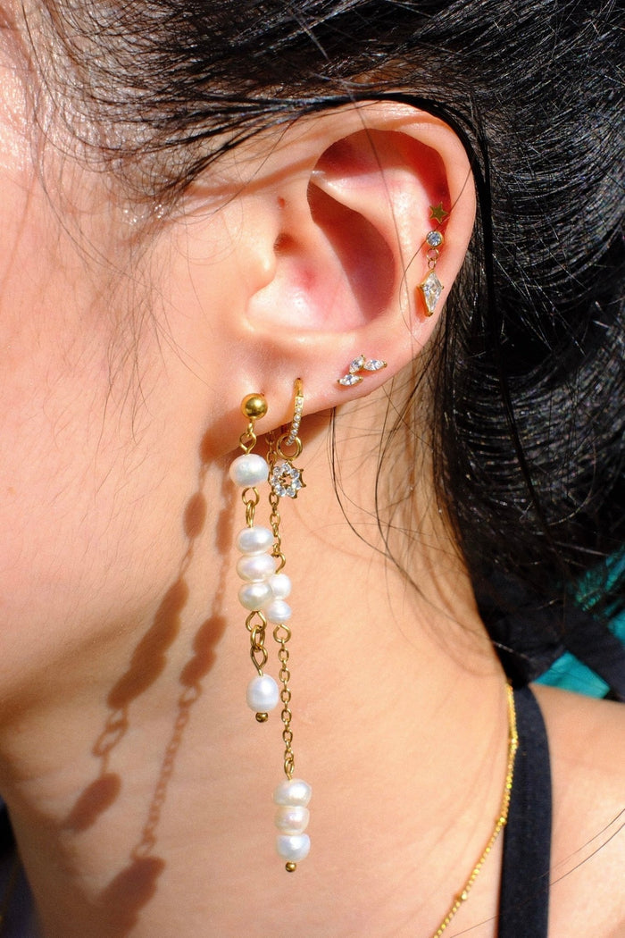 Trio Leaf Gem Flat Back Stud (Single) - Flaire & Co.