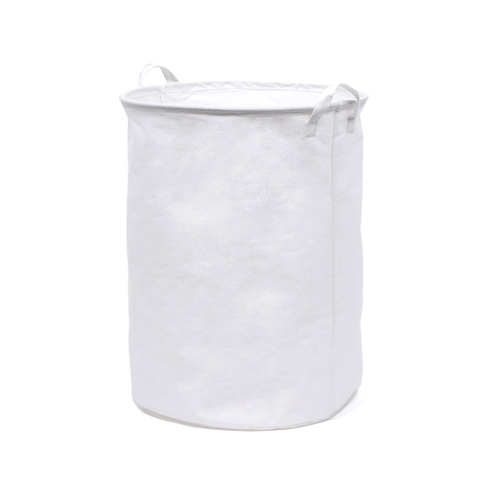 White laundry hamper on a white background