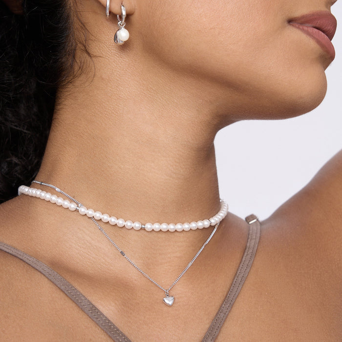 Layered Mini Heart Pearl Necklace - Flaire & Co.