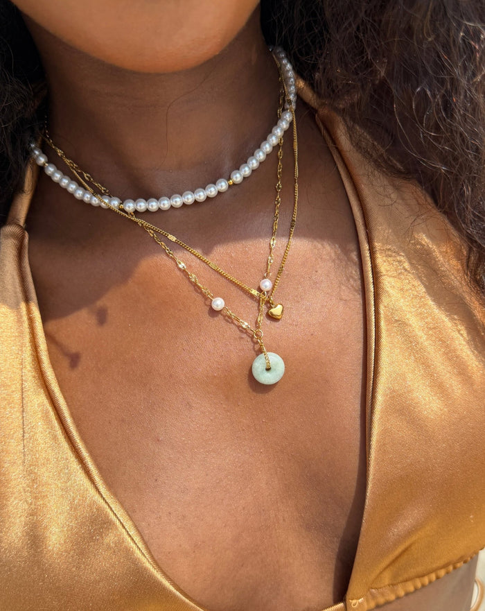 Layered Mini Heart Pearl Necklace - Flaire & Co.