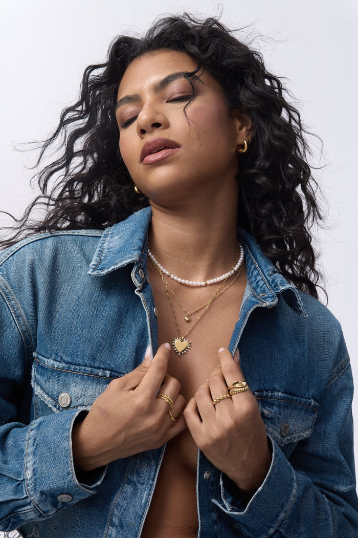 Layered Mini Heart Pearl Necklace - Flaire & Co.