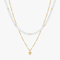 Layered Mini Heart Pearl Necklace - Flaire & Co.