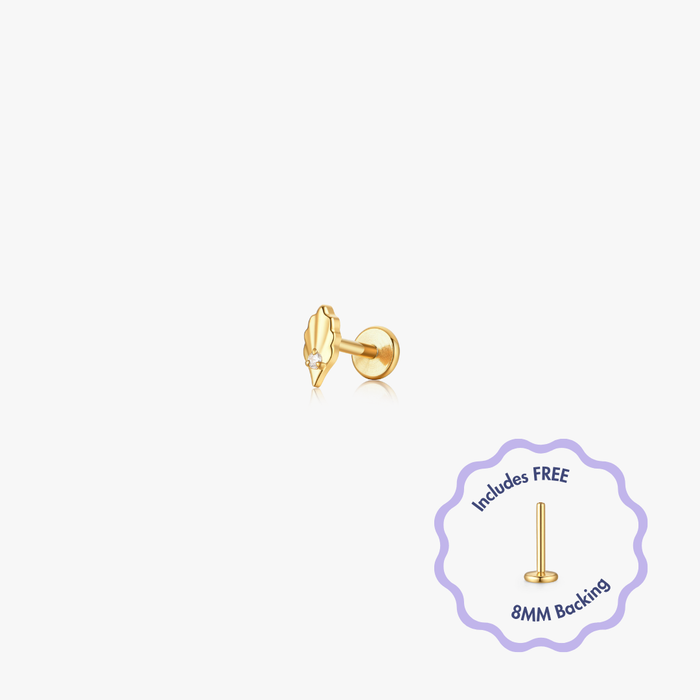 Leaf Titanium Flat Back Stud (Single)
