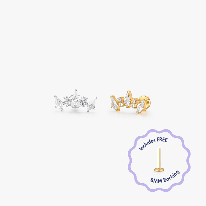 Leah Titanium Flat Back Stud (Single) - Flaire & Co.