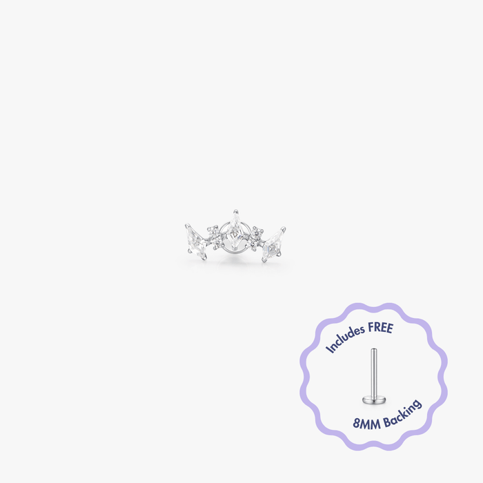 Leah Titanium Flat Back Stud (Single) - Flaire & Co.
