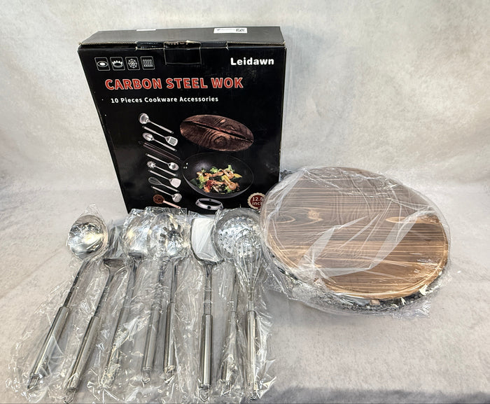 Leidawn Carbon Steel 12.8" Wok with Tools Set - Brand New!