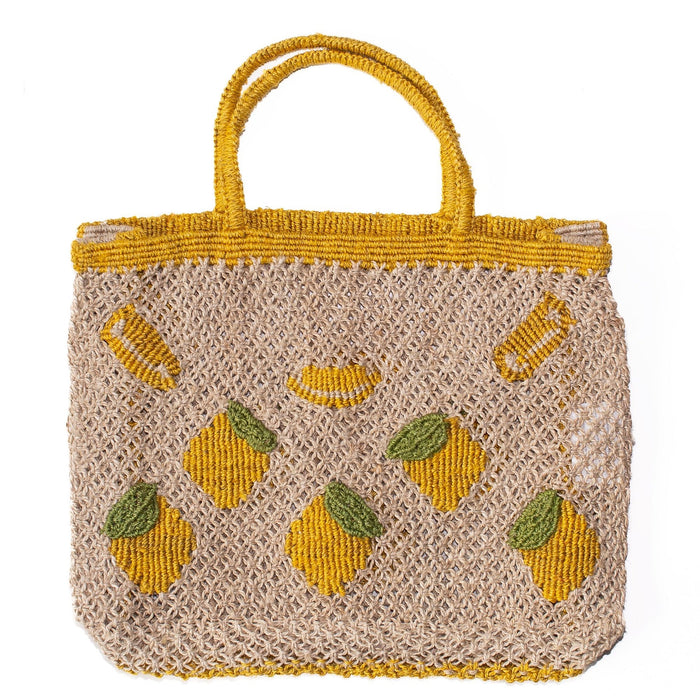 Lemons All Over Jute Bag Small - The Riviera Towel Company