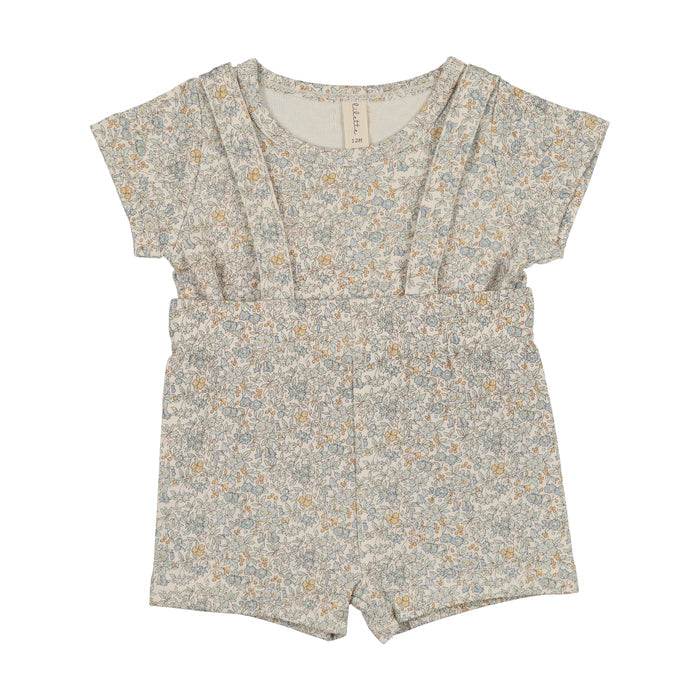 Liberty Floral Short Sleeve Set-Cream/Blue