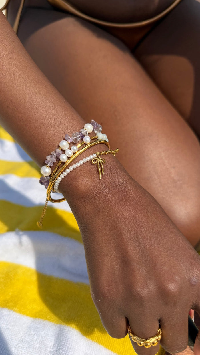 LIMITED EDITION: Amethyst Pearl Bracelet - Flaire & Co.