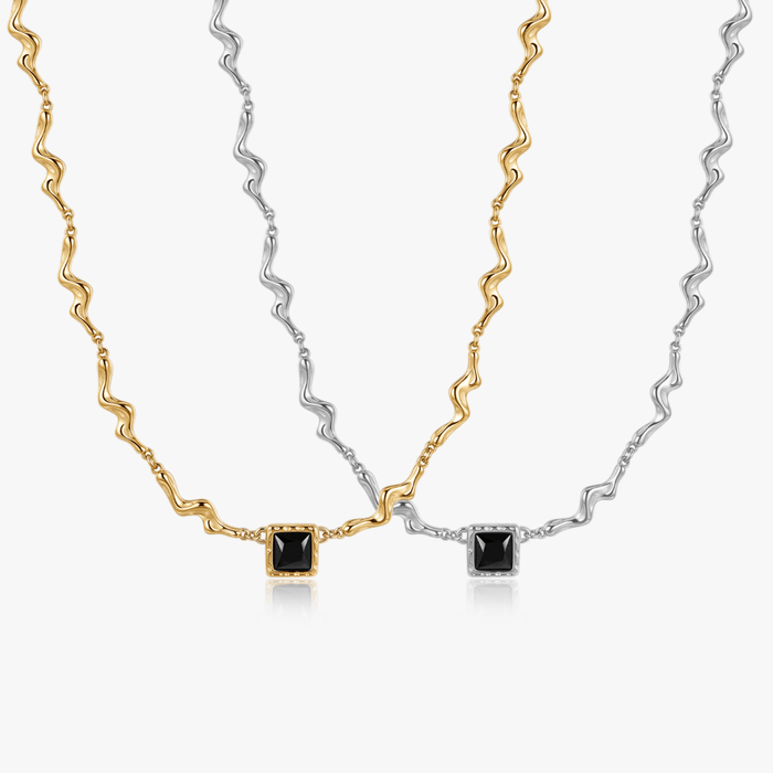 Liora Square Black Gem Necklace - Flaire & Co.