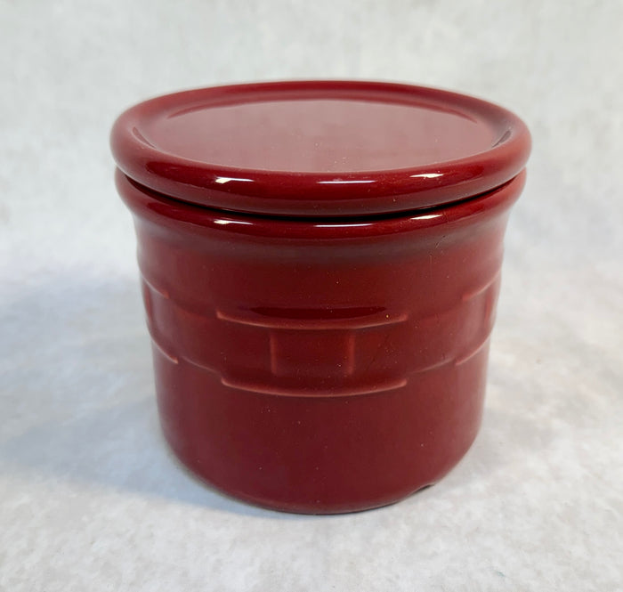 Longaberger Pottery Cranberry Platter and Crock w/Lid