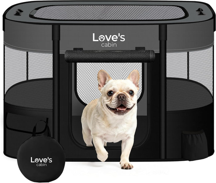Love's Cabin Foldable Pet Soft Crate - M, Gray - Brand New!
