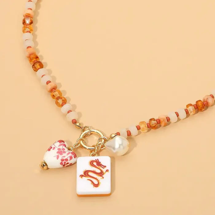 Mahjong Tile Charm Necklace