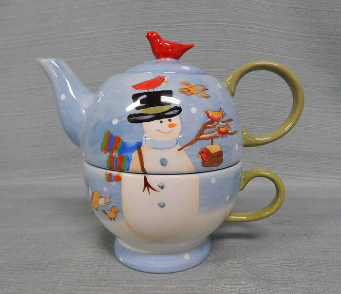 Mesa International Snowman Stackable Teapots with Cups - 2 Sets - Brand New!