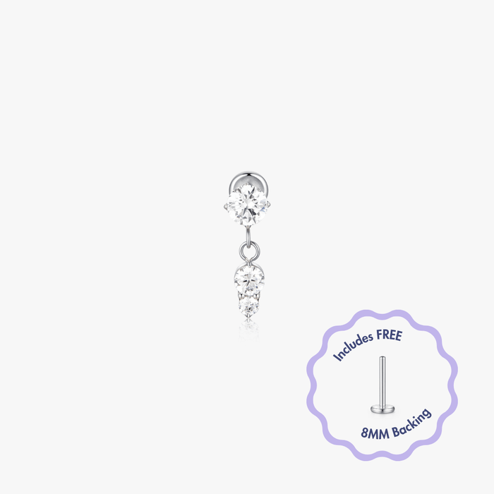 Mia Titanium Flat Back Stud (Single) - Flaire & Co.