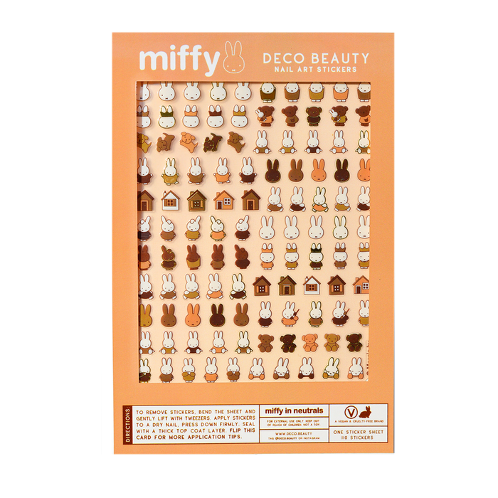 Deco Beauty 'Miffy in Neutrals' sticker sheet flat lay on white background